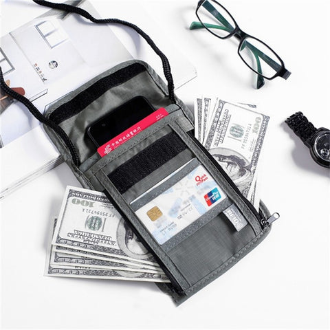 Travel Nylon Shoulder Crossbody Bag RFID Blocking Passport Holder to Keep Your Card Documents Safe (with Clear PVC Window)