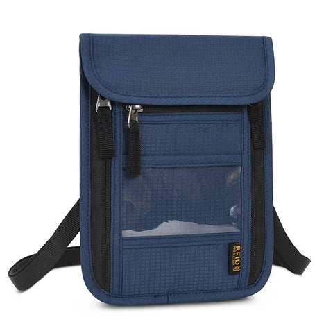 JUNLETU RFID Blocking Travel Passport Storage Bag Waterproof Nylon Credit Cards Phone Carrying Bag
