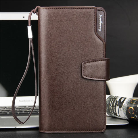 BAELLERRY S1063 Men Long Wallet Cellphone Holder Zipper PU Leather Clutch with Hand Strap