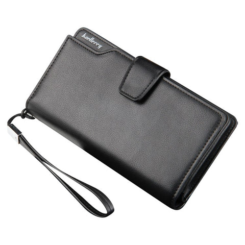 BAELLERRY S1063 Men Long Wallet Cellphone Holder Zipper PU Leather Clutch with Hand Strap