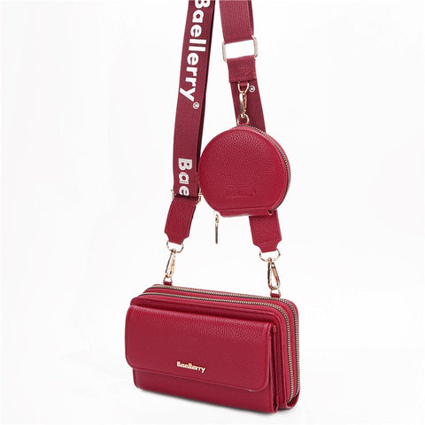 BAELLERRY N1897 PU Leather Crossbody Bag Litchi Texture Women Shoulder Handbag with Coin Purse Pouch