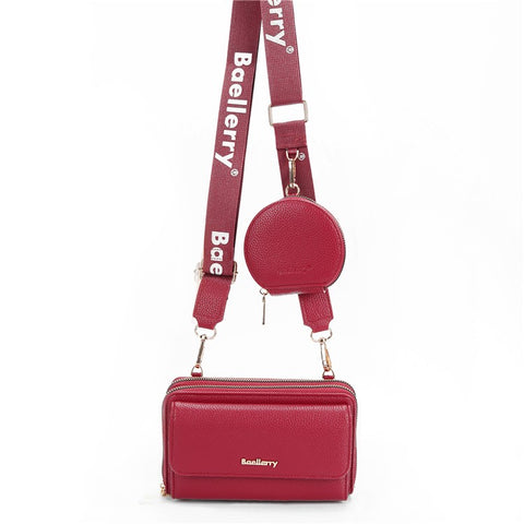 BAELLERRY N1897 PU Leather Crossbody Bag Litchi Texture Women Shoulder Handbag with Coin Purse Pouch
