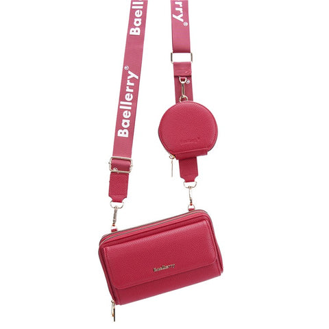 BAELLERRY N1897 PU Leather Crossbody Bag Litchi Texture Women Shoulder Handbag with Coin Purse Pouch