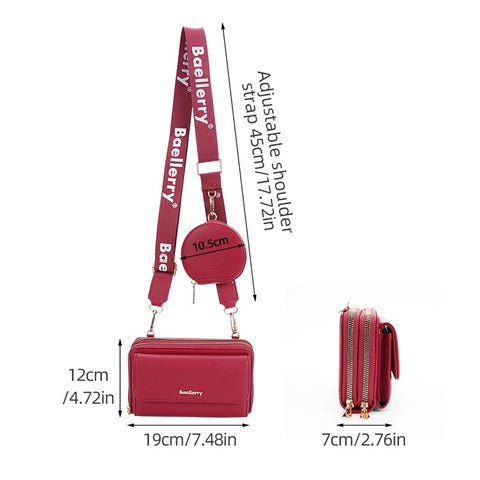 BAELLERRY N1897 PU Leather Crossbody Bag Litchi Texture Women Shoulder Handbag with Coin Purse Pouch