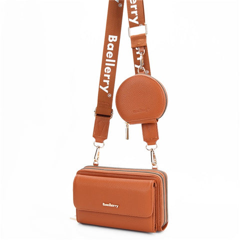 BAELLERRY N1897 PU Leather Crossbody Bag Litchi Texture Women Shoulder Handbag with Coin Purse Pouch