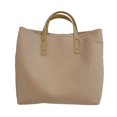 Simple Style Handbag Shopping Tote Bag Large Capacity Cotton+Spandex+PU Leather Travel Storage Hand Bag