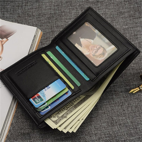 Business PU Leather Men Short Wallet Card Holder Billfold Coin Purse Bag