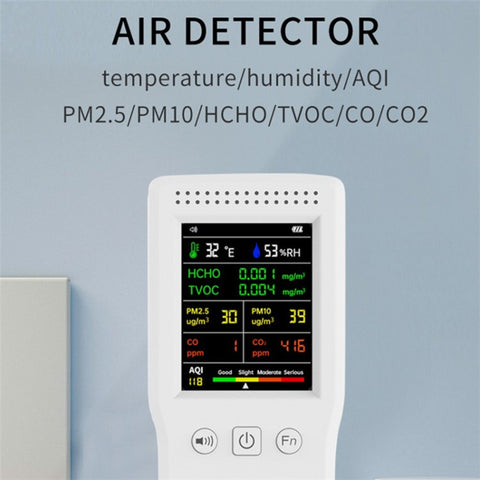 Air Quality Monitor 9-in-1 Formaldehyde Detector Temperature Humidity CO2 Meter Sensor Detect PM2.5 / PM10