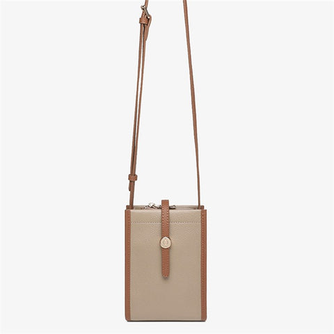 CKZC2243 Retro Women Crossbody Bag Top-Layer Cowhide Leather Phone Purse Zipper Shoulder Bag