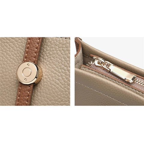 CKZC2243 Retro Women Crossbody Bag Top-Layer Cowhide Leather Phone Purse Zipper Shoulder Bag