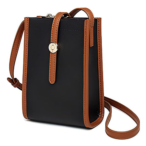 CKZC2243 Retro Women Crossbody Bag Top-Layer Cowhide Leather Phone Purse Zipper Shoulder Bag