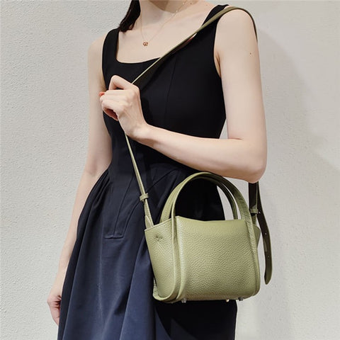 9662 Top Layer Cowhide Leather Handbag Fashion Women Crossbody Bag with Shoulder Strap