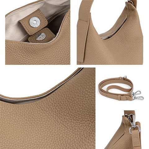 9978 Women Handbag Top Layer Cowhide Leather Dumpling Crossbody Shoulder Travel Bag