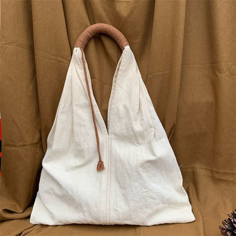 Simple Large Capacity Bag Canvas Tote Lightweight Reusable Grocery Shopping Bag