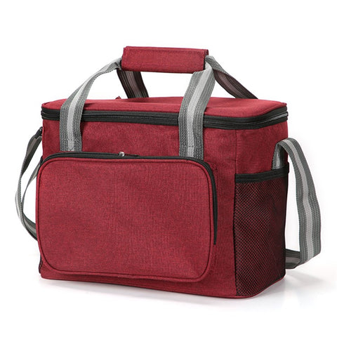 24L Thermal Insulated Travel Lunch Bag Waterproof Oxford Cloth Picnic Cooler Tote Shoulder Bag