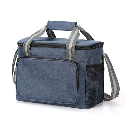24L Thermal Insulated Travel Lunch Bag Waterproof Oxford Cloth Picnic Cooler Tote Shoulder Bag