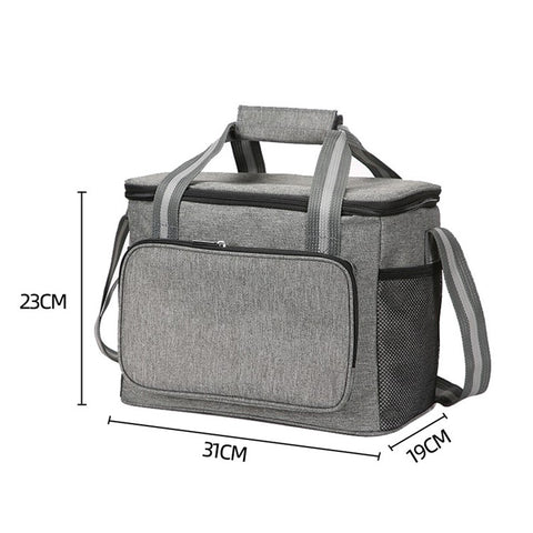 15L Portable Travel Lunch Bag Picnic Thermal Insulated Cooler Tote Waterproof Oxford Cloth Shoulder Bag