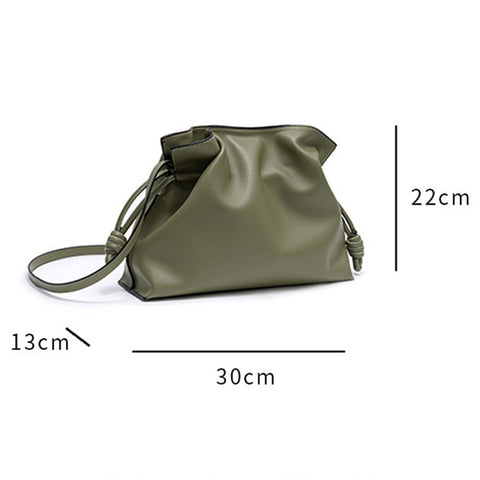 8820 Stylish Cowhide Leather Women Drawstring Carrying Bag Single Shoulder Crossbody Bag