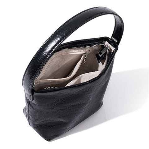 9672 Waxy First Layer Cowhide Leather Handbag Women Single Shoulder Crossbody Bag