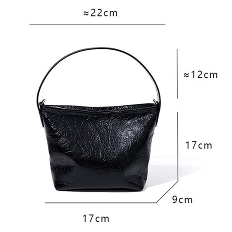 9672 Waxy First Layer Cowhide Leather Handbag Women Single Shoulder Crossbody Bag