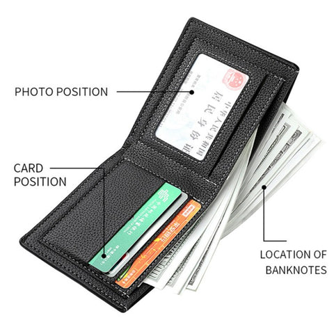 DEABOLAR Men Short Wallet PU Leather Card Slots Holder Coin Purse