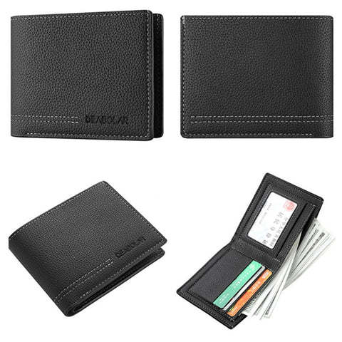 DEABOLAR Men Short Wallet PU Leather Card Slots Holder Coin Purse
