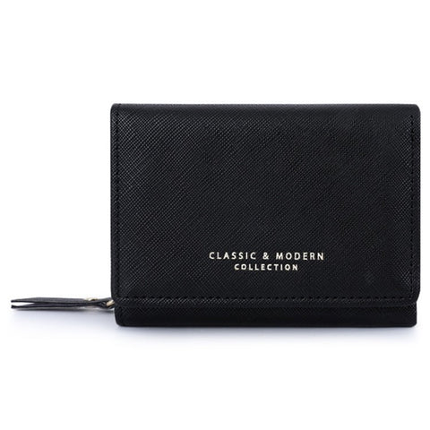 TAILIAN T6103-012 Cross Texture PU Leather Folding Wallet Zipper Pocket Women Cards Cash Holder Bag