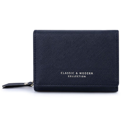 TAILIAN T6103-012 Cross Texture PU Leather Folding Wallet Zipper Pocket Women Cards Cash Holder Bag