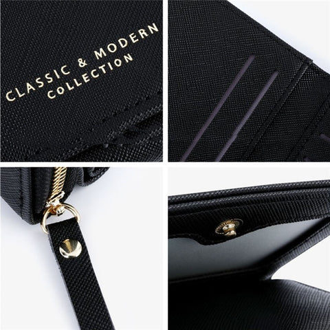 TAILIAN T6103-012 Cross Texture PU Leather Folding Wallet Zipper Pocket Women Cards Cash Holder Bag