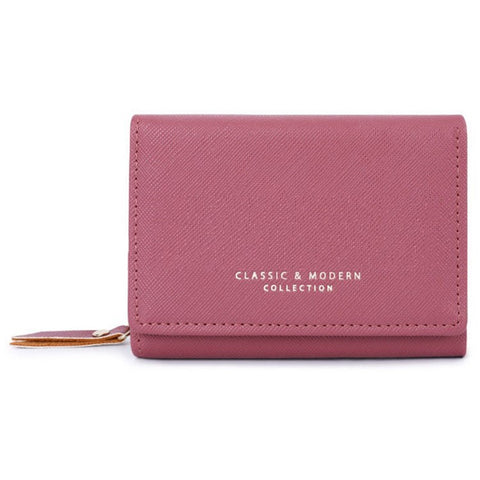 TAILIAN T6103-012 Cross Texture PU Leather Folding Wallet Zipper Pocket Women Cards Cash Holder Bag