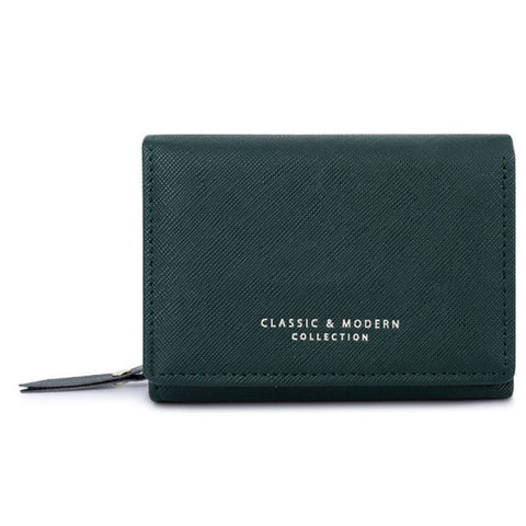 TAILIAN T6103-012 Cross Texture PU Leather Folding Wallet Zipper Pocket Women Cards Cash Holder Bag