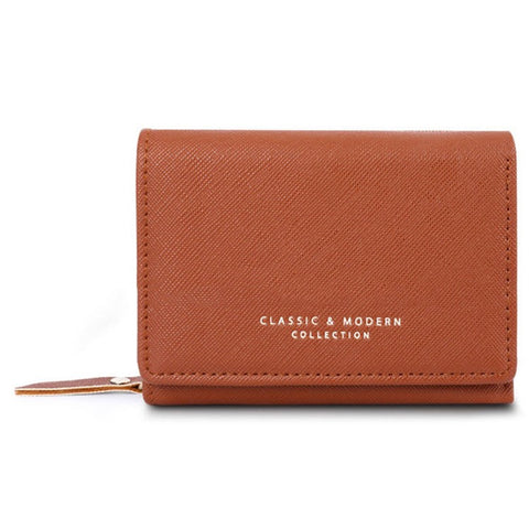 TAILIAN T6103-012 Cross Texture PU Leather Folding Wallet Zipper Pocket Women Cards Cash Holder Bag