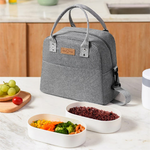 Shoulder Strap Carrying Lunch Bag Oxford Cloth Handbag Thermal Insulated Cooler Lunch Box Tote Storage Pouch