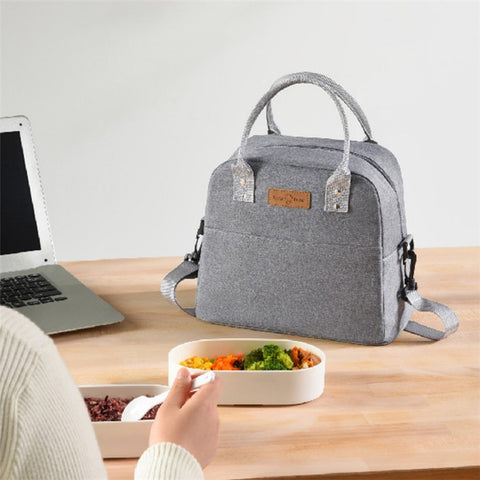 Shoulder Strap Carrying Lunch Bag Oxford Cloth Handbag Thermal Insulated Cooler Lunch Box Tote Storage Pouch
