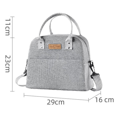 Shoulder Strap Carrying Lunch Bag Oxford Cloth Handbag Thermal Insulated Cooler Lunch Box Tote Storage Pouch