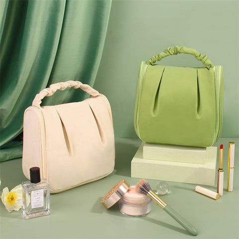 Portable Hanging Toiletry Wash Bag Polyester Waterproof Cosmetics Storage Bag Handbag