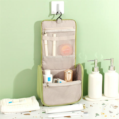 Portable Hanging Toiletry Wash Bag Polyester Waterproof Cosmetics Storage Bag Handbag