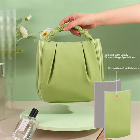 Portable Hanging Toiletry Wash Bag Polyester Waterproof Cosmetics Storage Bag Handbag