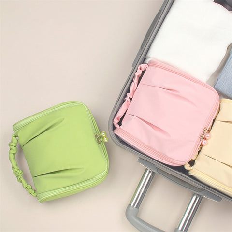 Portable Hanging Toiletry Wash Bag Polyester Waterproof Cosmetics Storage Bag Handbag