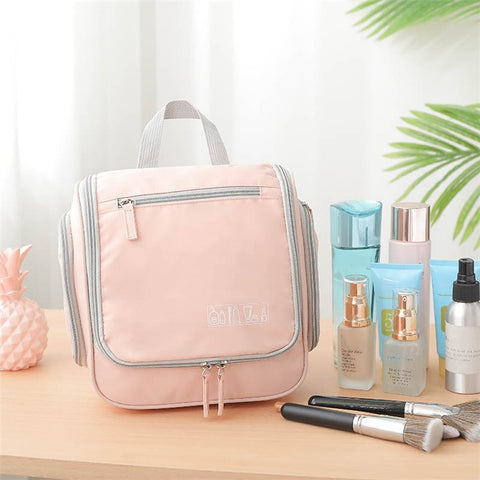 Portable Travel Toiletry Bag Polyester Makeup Cosmetics Hanging Storage Bag Container