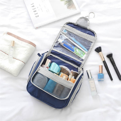 Portable Travel Toiletry Bag Polyester Makeup Cosmetics Hanging Storage Bag Container