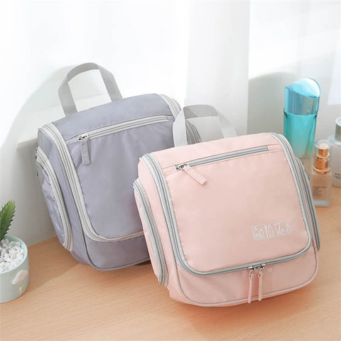 Portable Travel Toiletry Bag Polyester Makeup Cosmetics Hanging Storage Bag Container