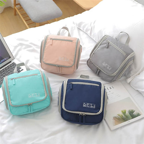 Portable Travel Toiletry Bag Polyester Makeup Cosmetics Hanging Storage Bag Container