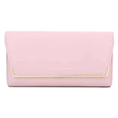 TAILIAN T3620-002 Pure Color PU Leather Long Wallet Multiple Card Slots Storage Pouch Clutch Bag Billfold for Women