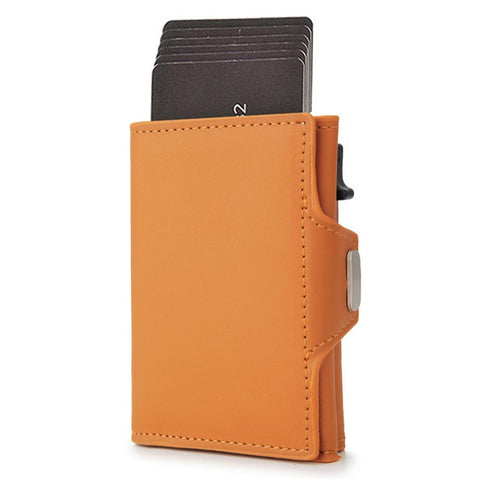 RFID Blocking Credit Card ID Card Holder Aluminum Alloy+PU Leather Card Pouch Case Wallet Billfold