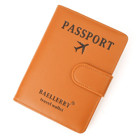 BAELLERRY K2393 Travel Passport Holder Cover RFID Blocking Wallet for Credit Cards Boarding Passes