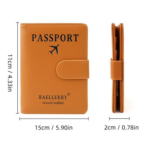 BAELLERRY K2393 Travel Passport Holder Cover RFID Blocking Wallet for Credit Cards Boarding Passes