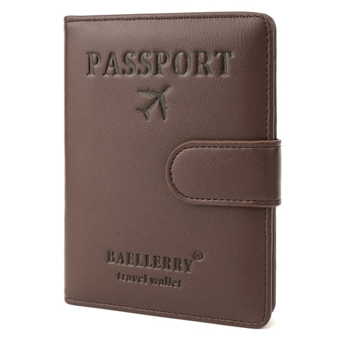 BAELLERRY K2393 Travel Passport Holder Cover RFID Blocking Wallet for Credit Cards Boarding Passes