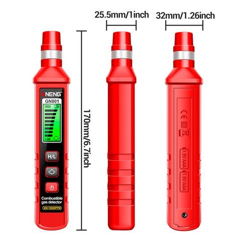 ANENG GN801 Combustible Gas Detector 300-10000PPM Sound Alarm Gas Analyzer Gas Leakage Meter LCD Environmental Tester Tool