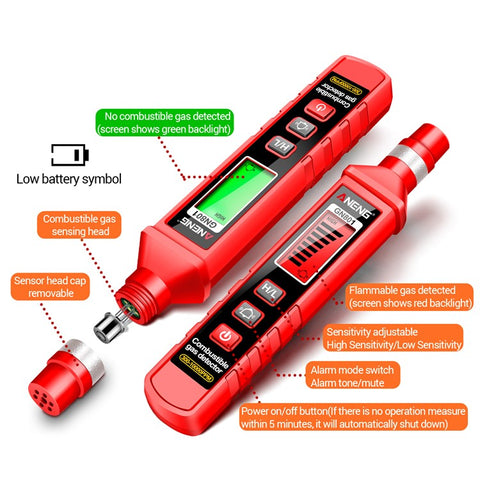 ANENG GN801 Combustible Gas Detector 300-10000PPM Sound Alarm Gas Analyzer Gas Leakage Meter LCD Environmental Tester Tool